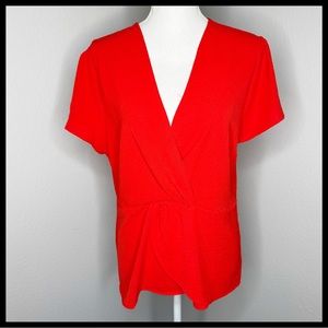 BASIL LOLA Red Faux Wrap Blouse XL